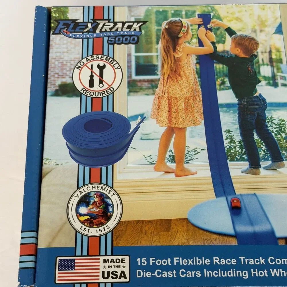 Valchemist FlexTrack 5000 15 Ft Flexible Race Track Hot Wheels 1:64 Blue
